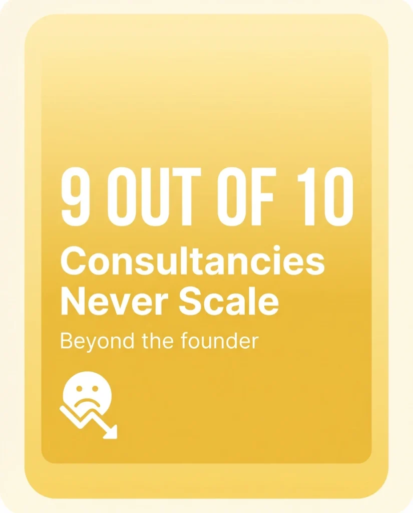 Statistic showing 9 out of 10 consulting businesses fail to scale
