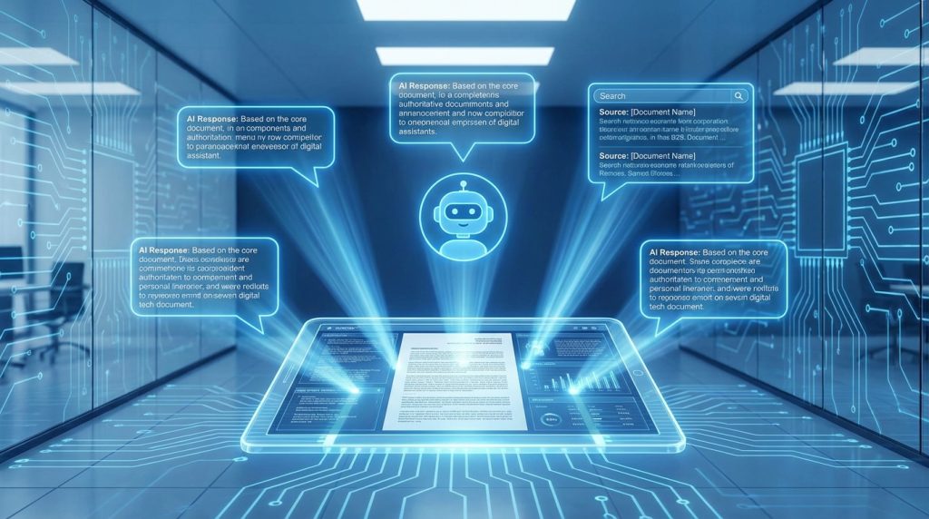 Diagram showing how an AEO agency positions B2B tech content to appear as cited sources in ChatGPT, Perplexity, and Google AI Overviews