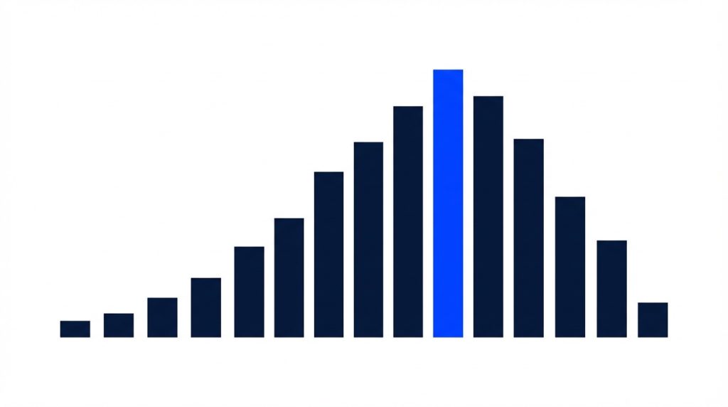 Abstract bar chart illustrating the Kelly criterion approach to statistical thinking in business — capital allocation rises and falls proportionally with evidence strength