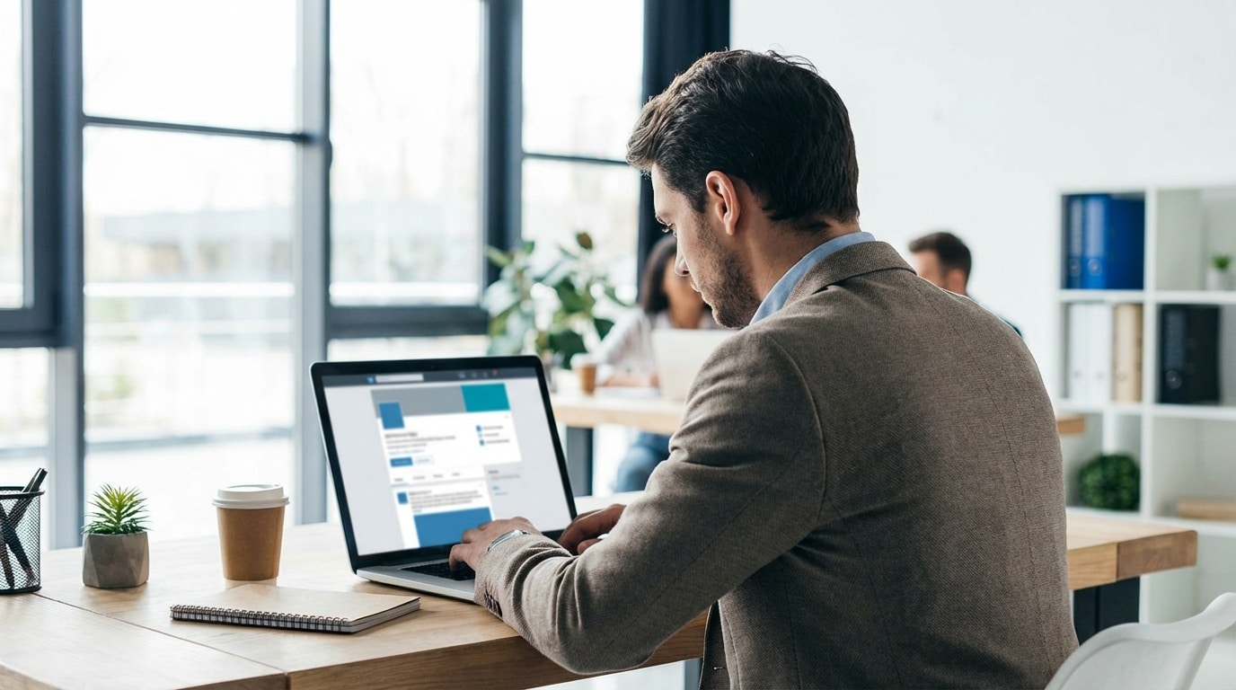 Funded B2B tech founder reviewing LinkedIn content created by their executive ghostwriter