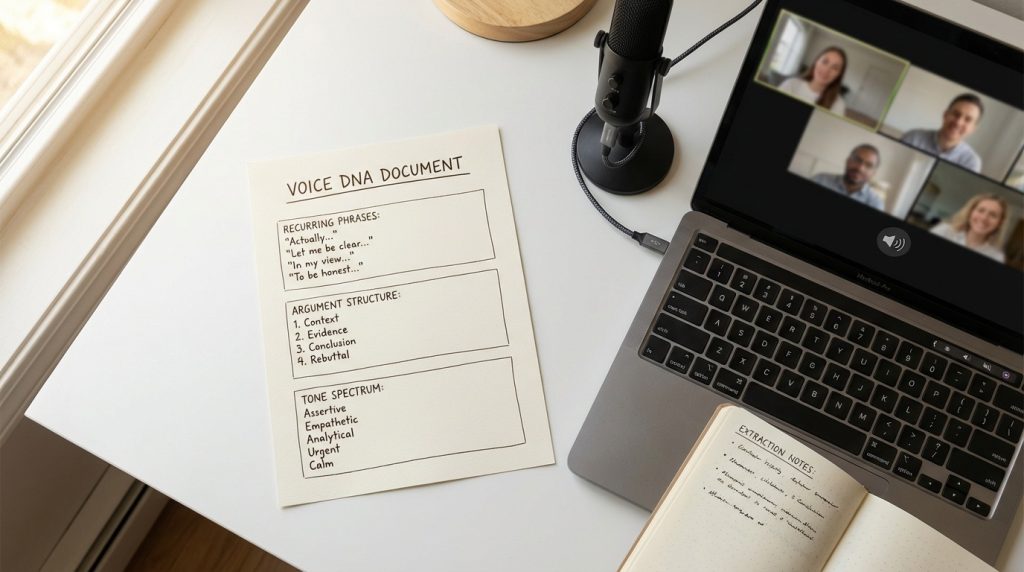 Voice DNA document and briefing tools used in the CEO thought leadership ghostwriting briefing process