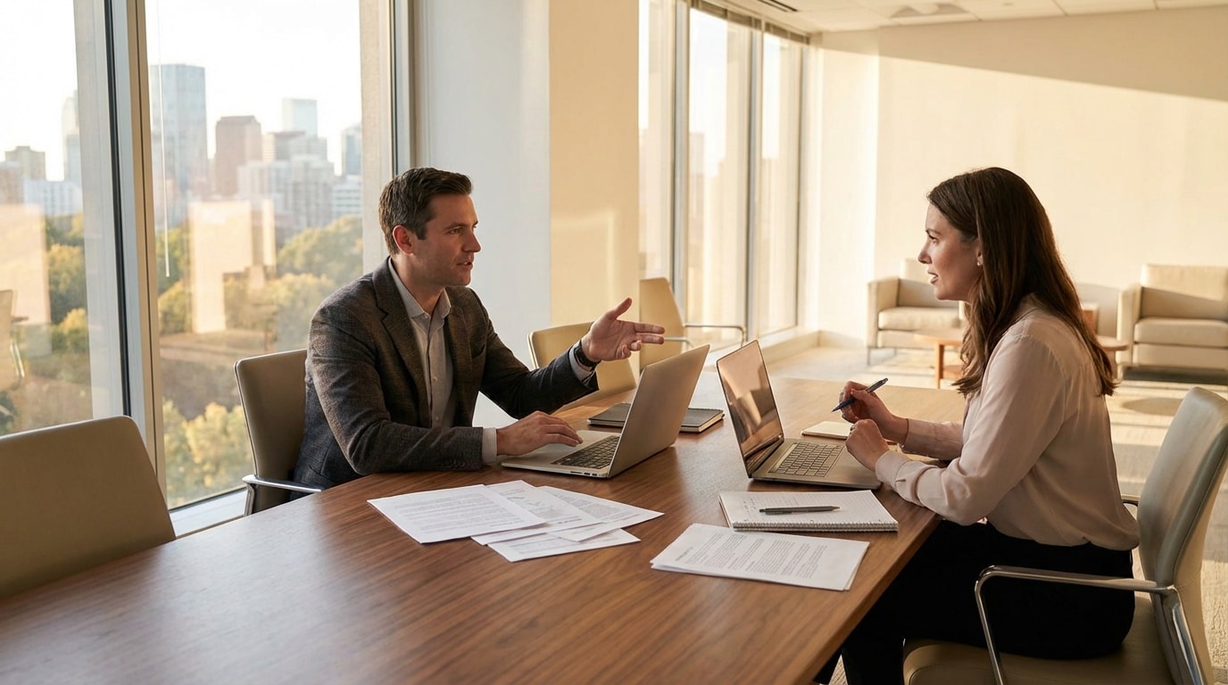 Executive ghostwriter collaborating with a B2B tech founder on content strategy