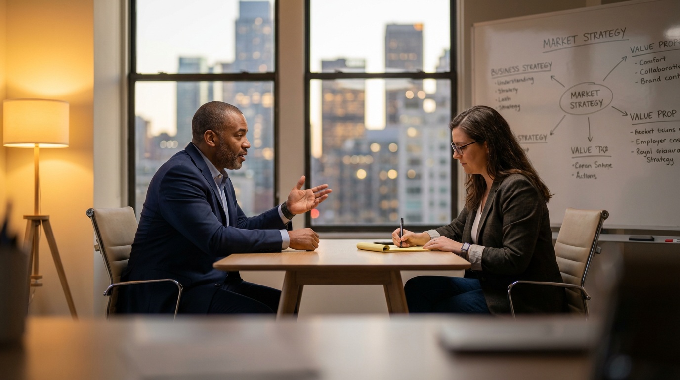 B2B tech CEO collaborating with thought leadership ghostwriter to create authentic executive content