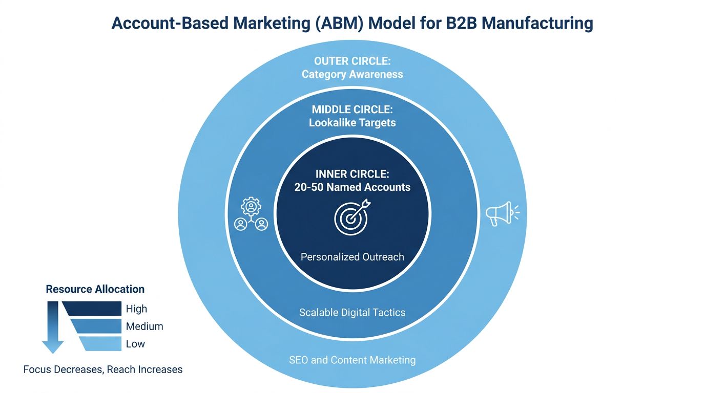 Account-based marketing three concentric circles model for manufacturing companies