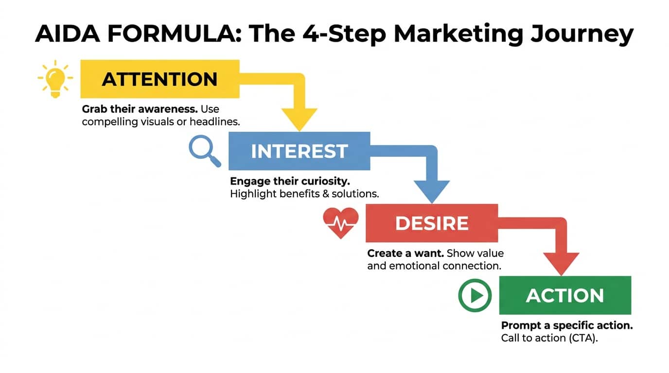 AIDA copywriting formula framework diagram